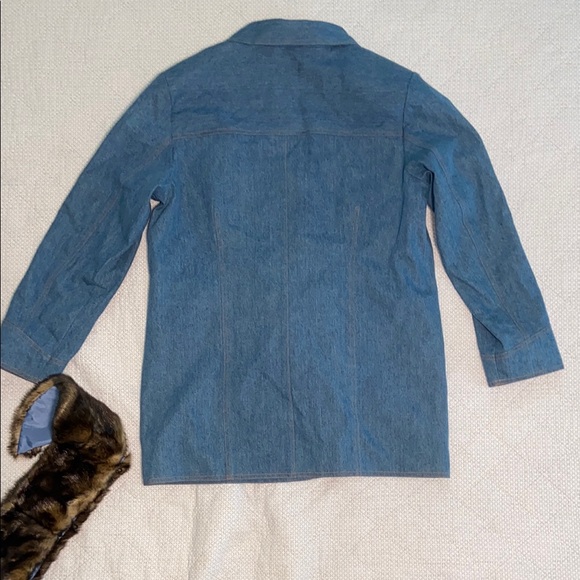 Scully Blue Jean Jacket with Brown Faux Fur Collar - Picture 7 of 8